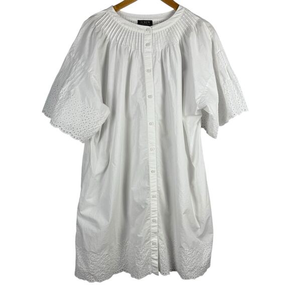 J. Crew Plus White Jolie Dress in Eyelet Regenerative Cotton Poplin Size XXL - Picture 4 of 11